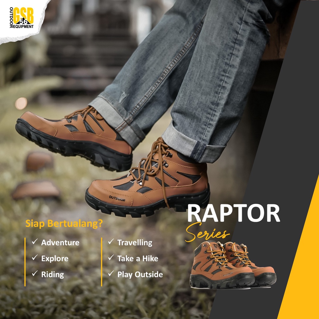 Sepatu Safety Boots Pria GSB-56 Original Raptor Sepatu Outdoor Sepatu Hiking Sepatu Sefty Boot Bisa 