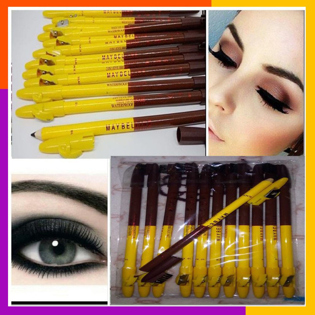 PENSIL ALIS eyebrow MAYBELLINE 2IN1 BLACK BROWN