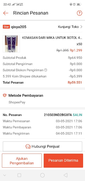 Kemasan Dari Mika Untuk Botol 450ml