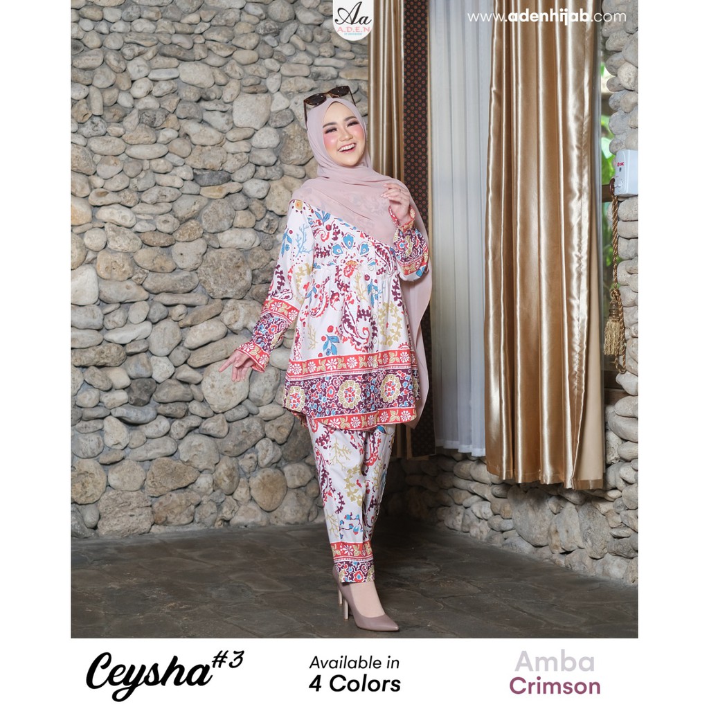 Piyama Set Motif Wollpeach Ceysha Ori by Aden Hijab