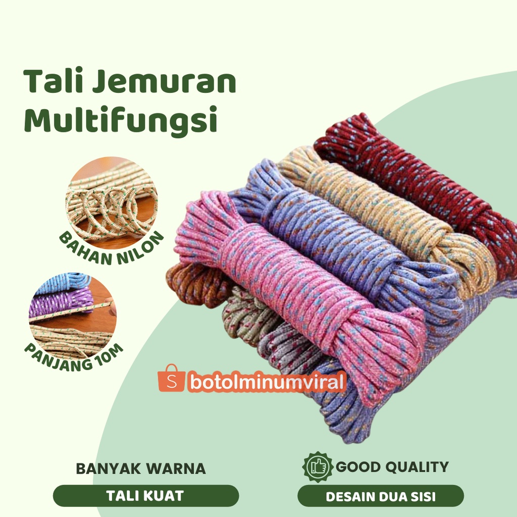 Tali Jemuran Baju 10 meter Nylon Kuat Tali Motor Barang Pengikat Ikat PREMIUM