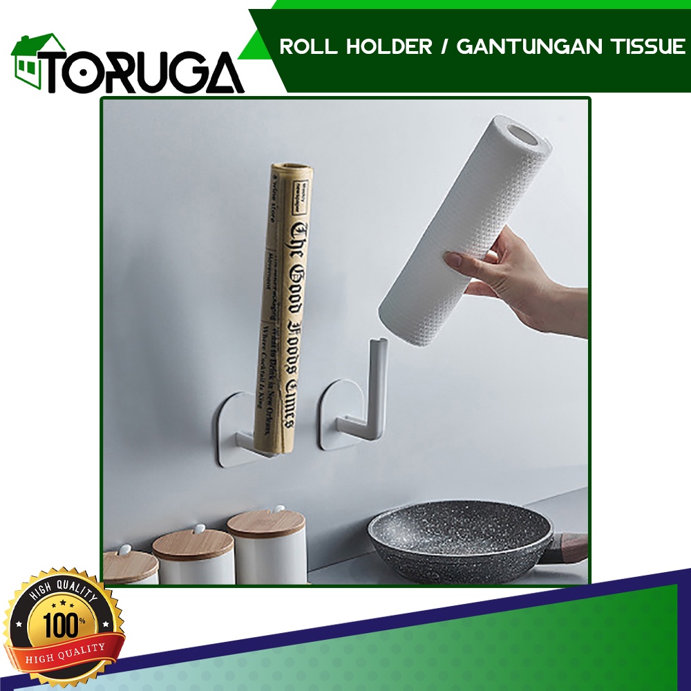 Gantungan Kain Lap Roll Tempat Tisu Dapur Tempel Dinding Holder Tissue Gulung Serbaguna