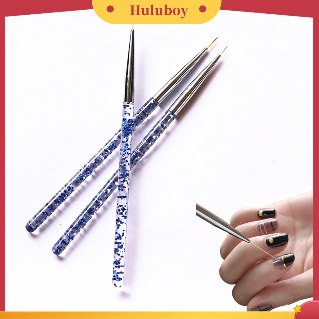 Huluboy Huluboy♡ 3pcs / Set Kuas Lukis Kuku Ultra Tipis Untuk Nail Art / Manicure