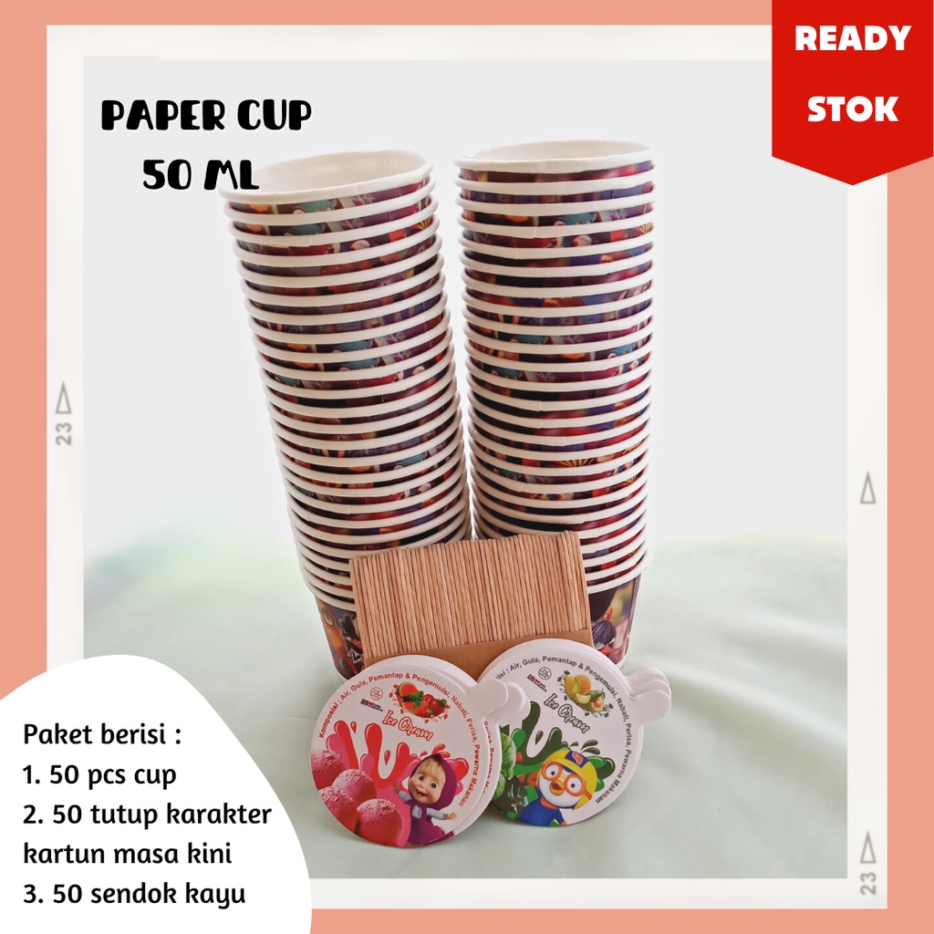 Distributor Paper Cup Malang Paper Cup Ice Cream 50ml Cup Wadah Es Krim Paper 50 ml Cup Kertas Es Kr
