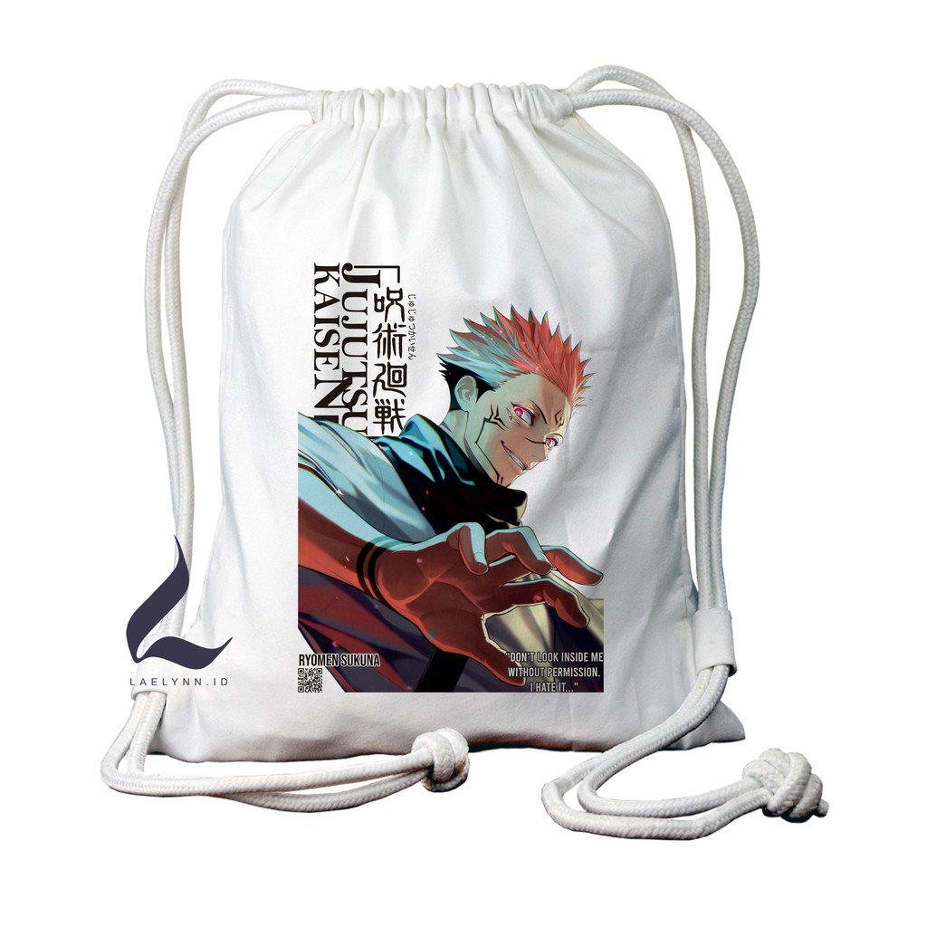 LAELYNN - STRING BAG TAS SERUT KANVAS PREMIUM Motif Anime Jujutsu Kaisen - JJK0916