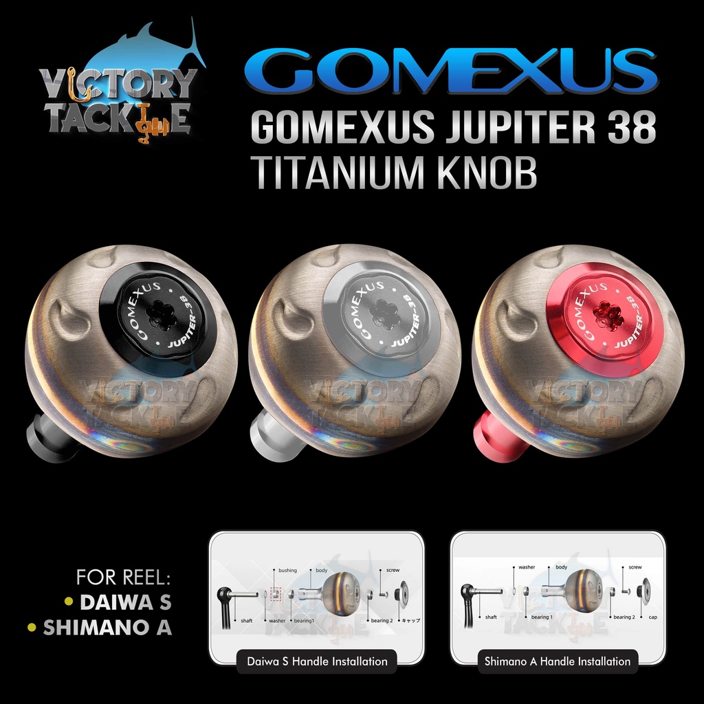 REEL HANDLE KNOB GOMEXUS JUPITER TITANIUM KNOB 38 MM