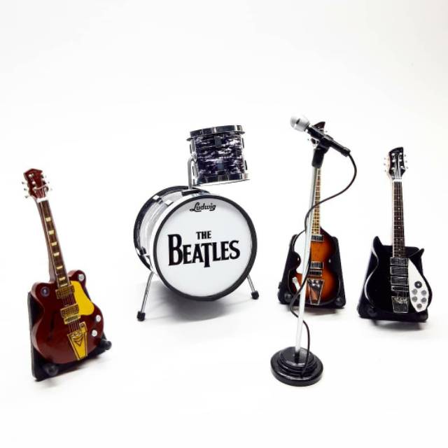 miniatur bass drum plus gitar mini the beatles pajangan