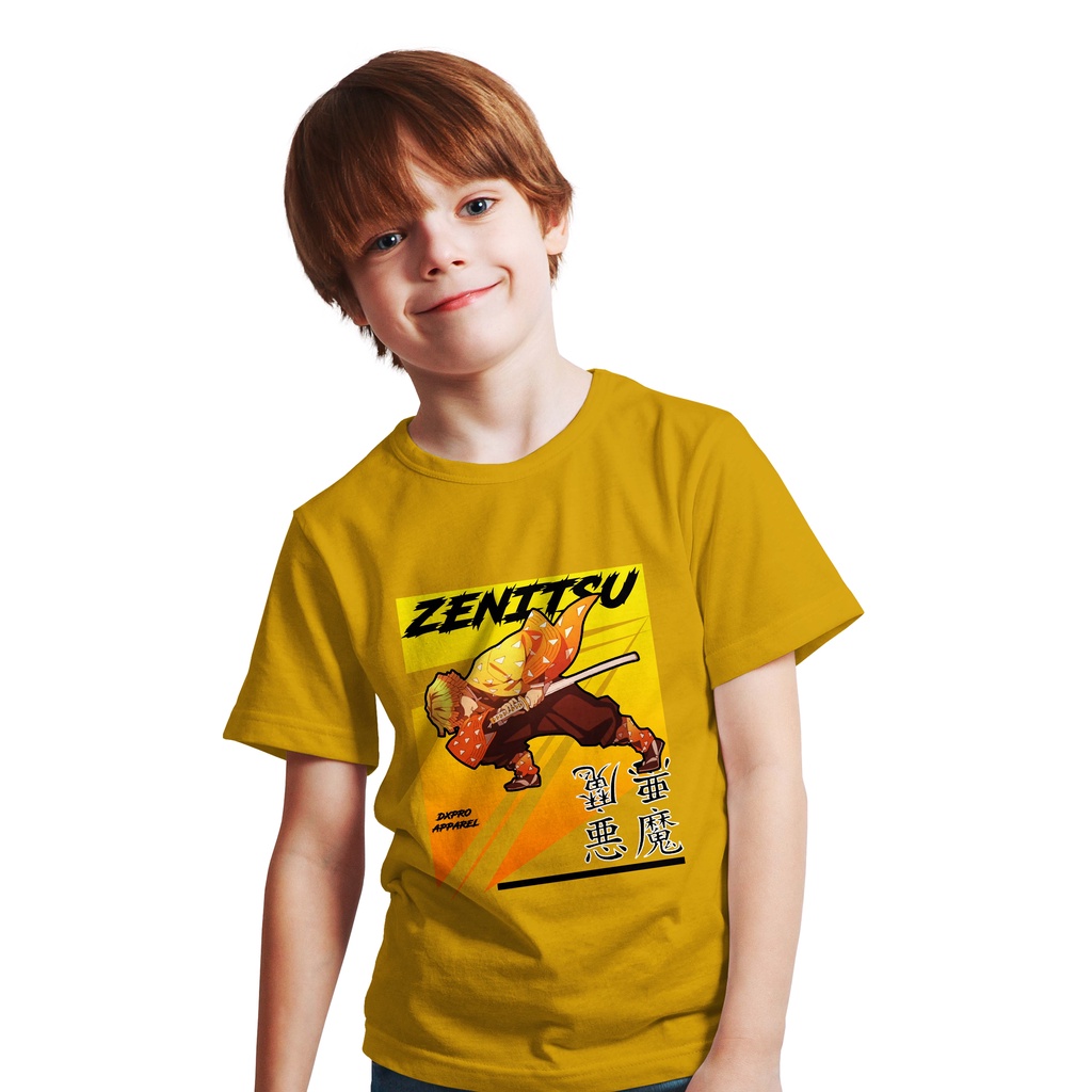 BAJU KAOS T-SHIRT ANAK ANIME ZENITSU AGATSUMA FLASH DEMON SLAYER