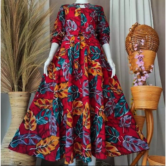 GAMIS MOTIF BUNGA JANDA BOLONG BAHAN WOLFIS MONALISA