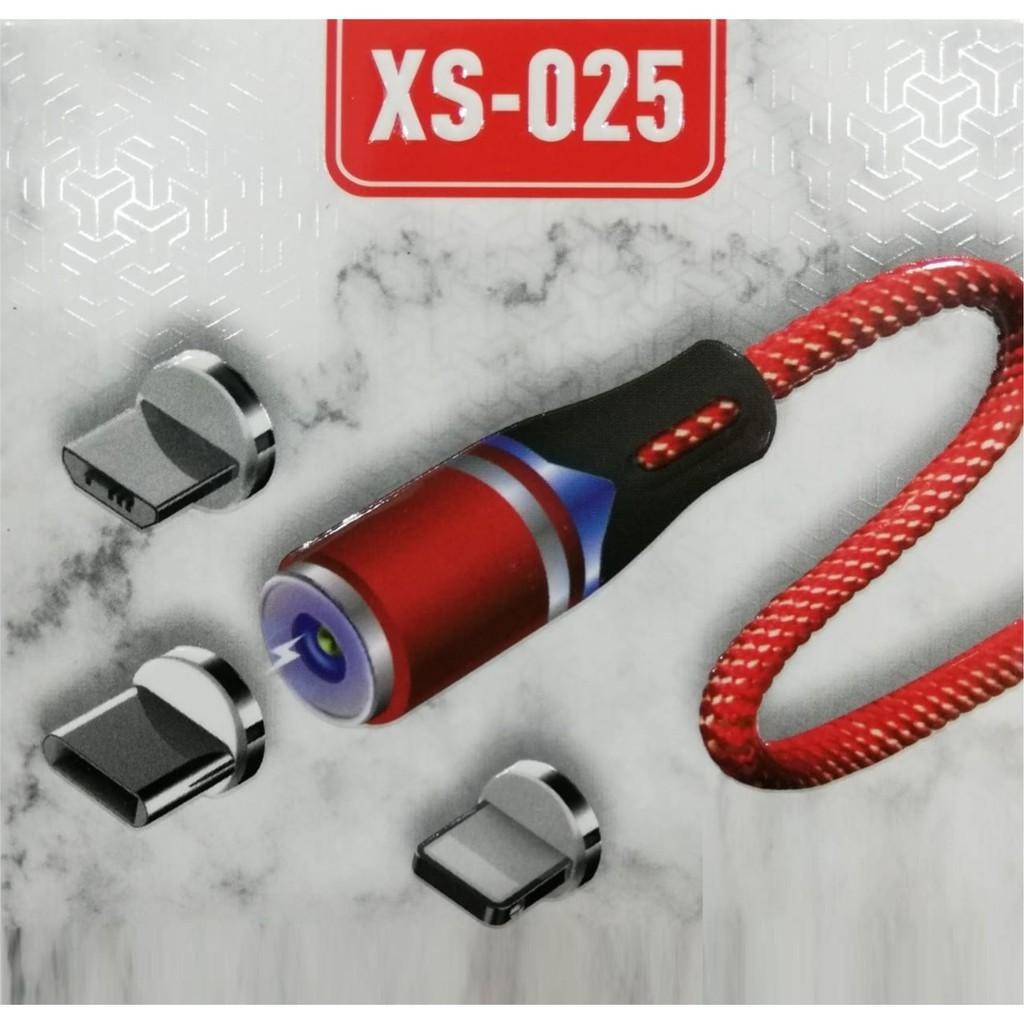 XS-025 Magnetic Data Cable 3 in 1 Fast Charging Type-C Lightning Micro USB Magnetic Design