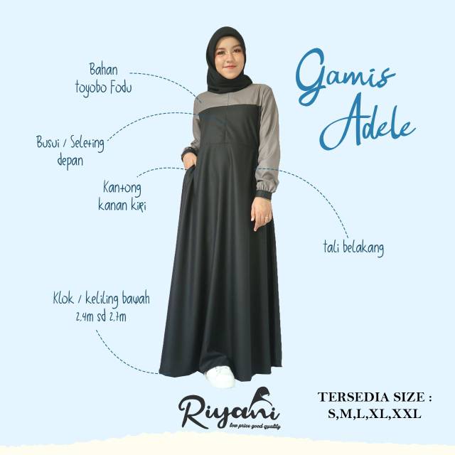 RIYANI GAMIS SYARI ADELE BAHAN TOYOBO FODU