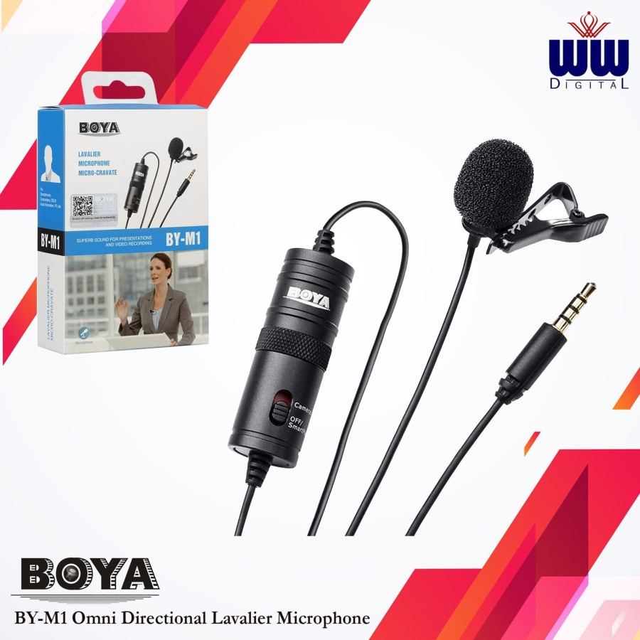 Clip On Boya BY-M1 Mic Lavalier Kamera DSLR Smartphone