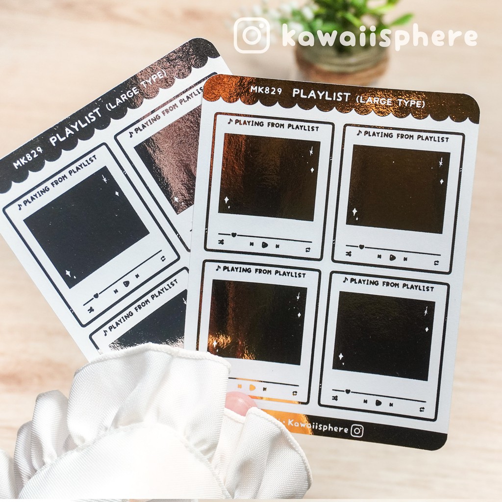 

Large Playlist Foiled Sticker Kawaiisphere | Gold / Silver Foil Planner Ring Binder Sticker