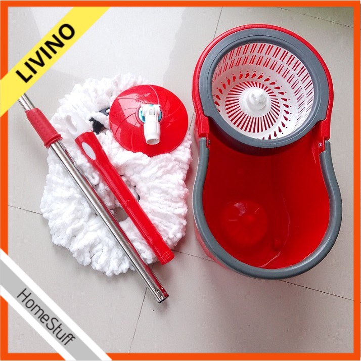 MOP MAGIC PEL ALAT LANTAI Pelan Putar Otomatis Peras Tanpa Modern LIVINO