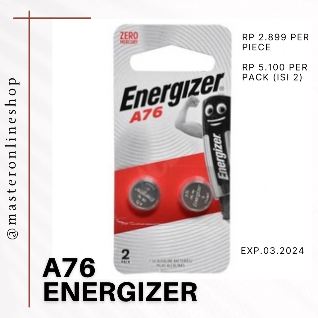 Energizer A76 LR44 AG13 Baterai Battery Kancing Alat Bantu Dengar Telinga Jam Tangan
