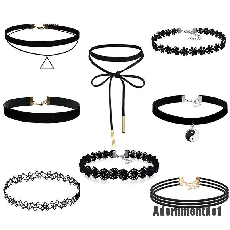 (Adornmentno1) Kalung Choker Bahan Velvet Warna Hitam Gaya Klasik / Gothic Untuk Wanita