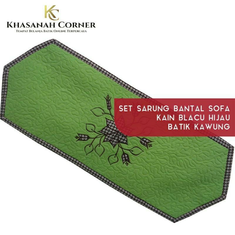 Taplak Meja Panjang Runner Table Cloth Cover Persegi Kain Batik Lurik Tenun Katun Warna Hijau Bordir