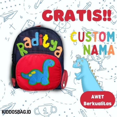 TAS KARAKTER ANAK SEKOLAH PAUD TK SD BOCIL PEREMPUAN LAKI-LAKI TAS CEWEK COWOK CUSTOM NAMA DAN WARNA