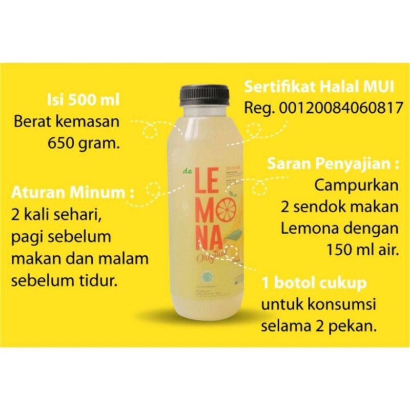 

Lemona Sari Lemon Asli Jus Lemon original Minuman kesehatan dan Diet Terdaftar di BPOM