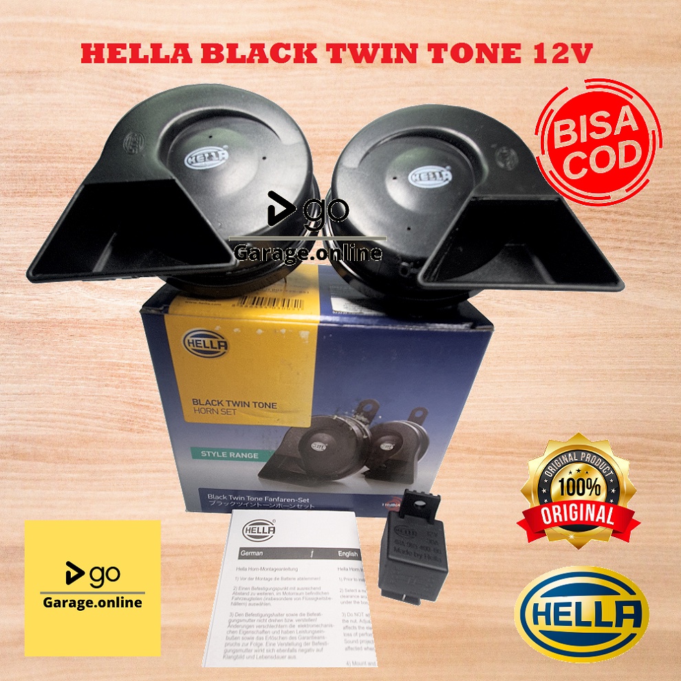 Klakson Keong Hella Black Twin Tone Hitam 12V Untuk semua Mobil dan Motor Original