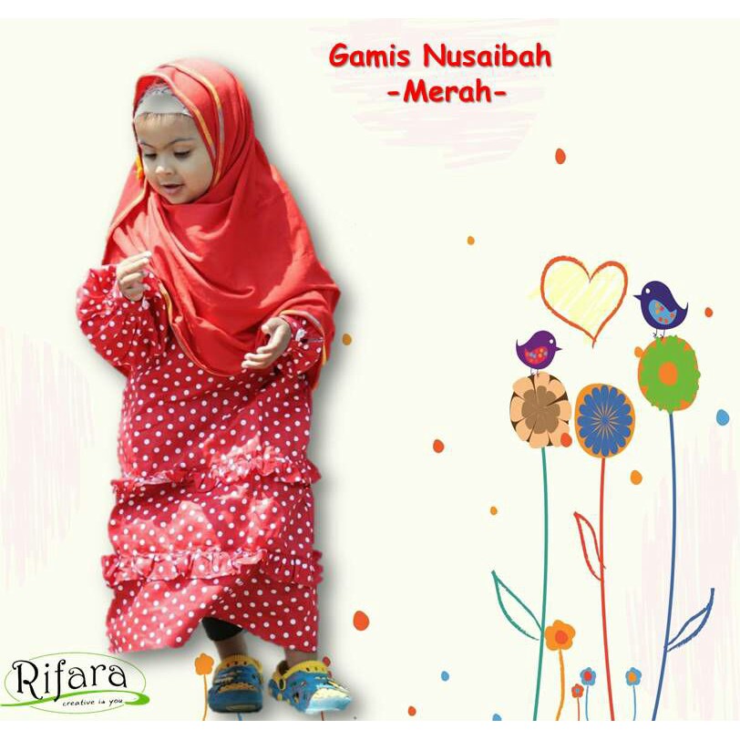 Cuci Gudang Gamis Anak Nusaibah Rifara Katun Premium Uk M (3- 4thn)