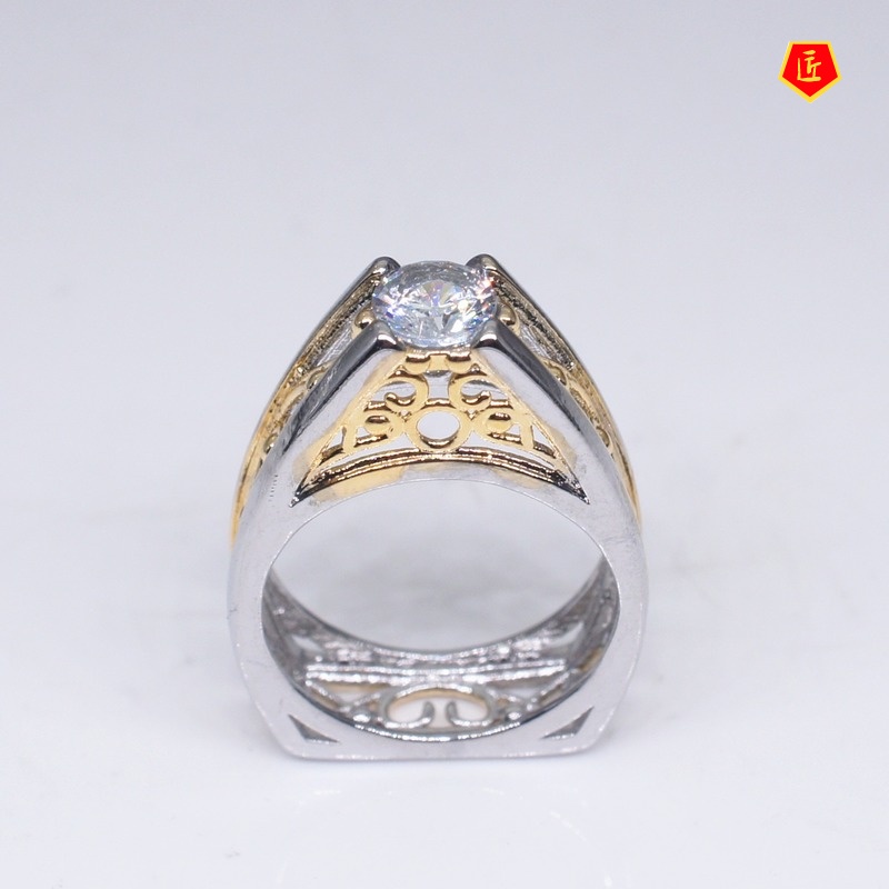 [Ready Stock]Creative Triangle Moissanite Ring Geometric 18K Gold Color Separation