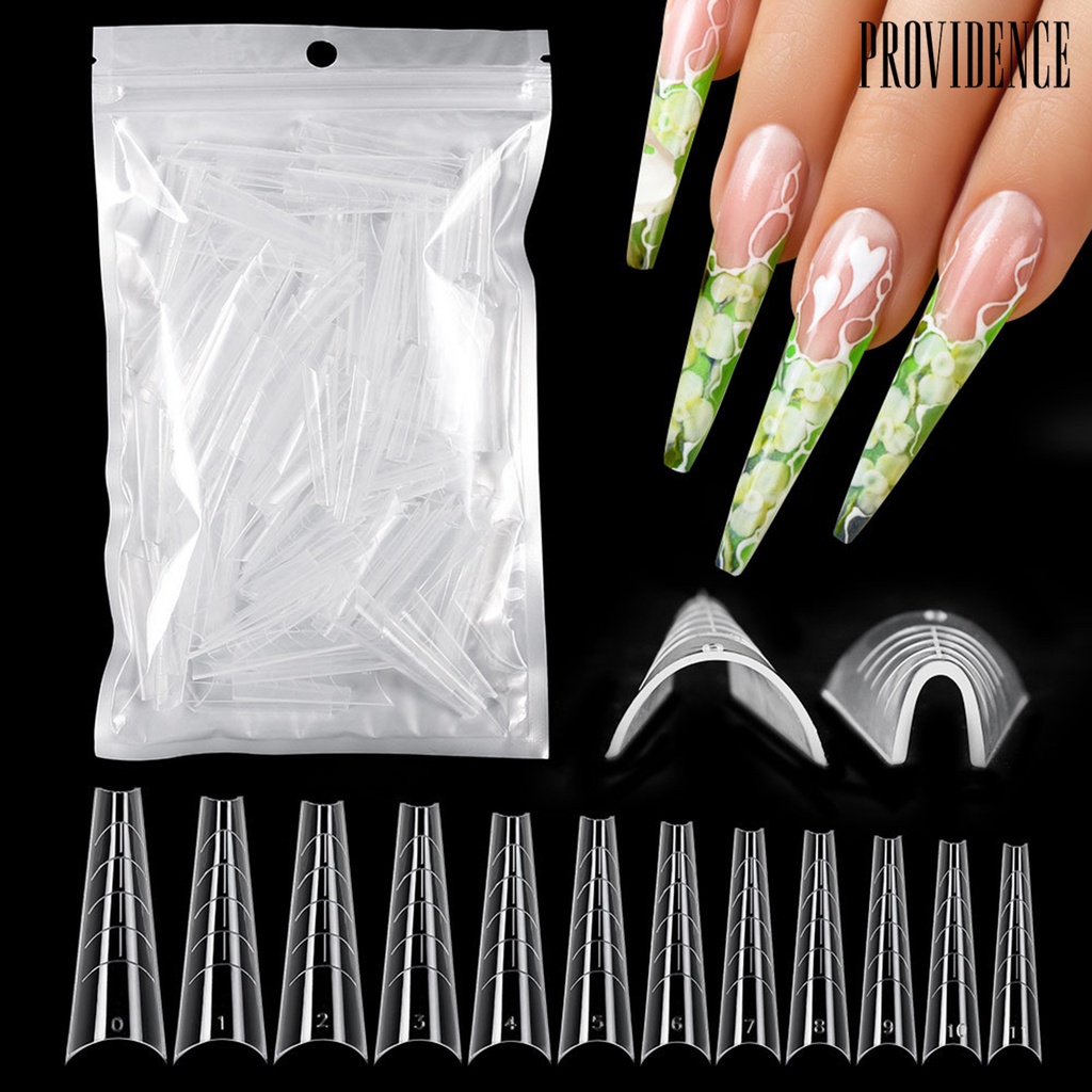 Providence 60Pcs Artificial Nail Tips Graduated Extend Nails Clear Coffin Shape Quick Building Nail Mold Tips for Manicure