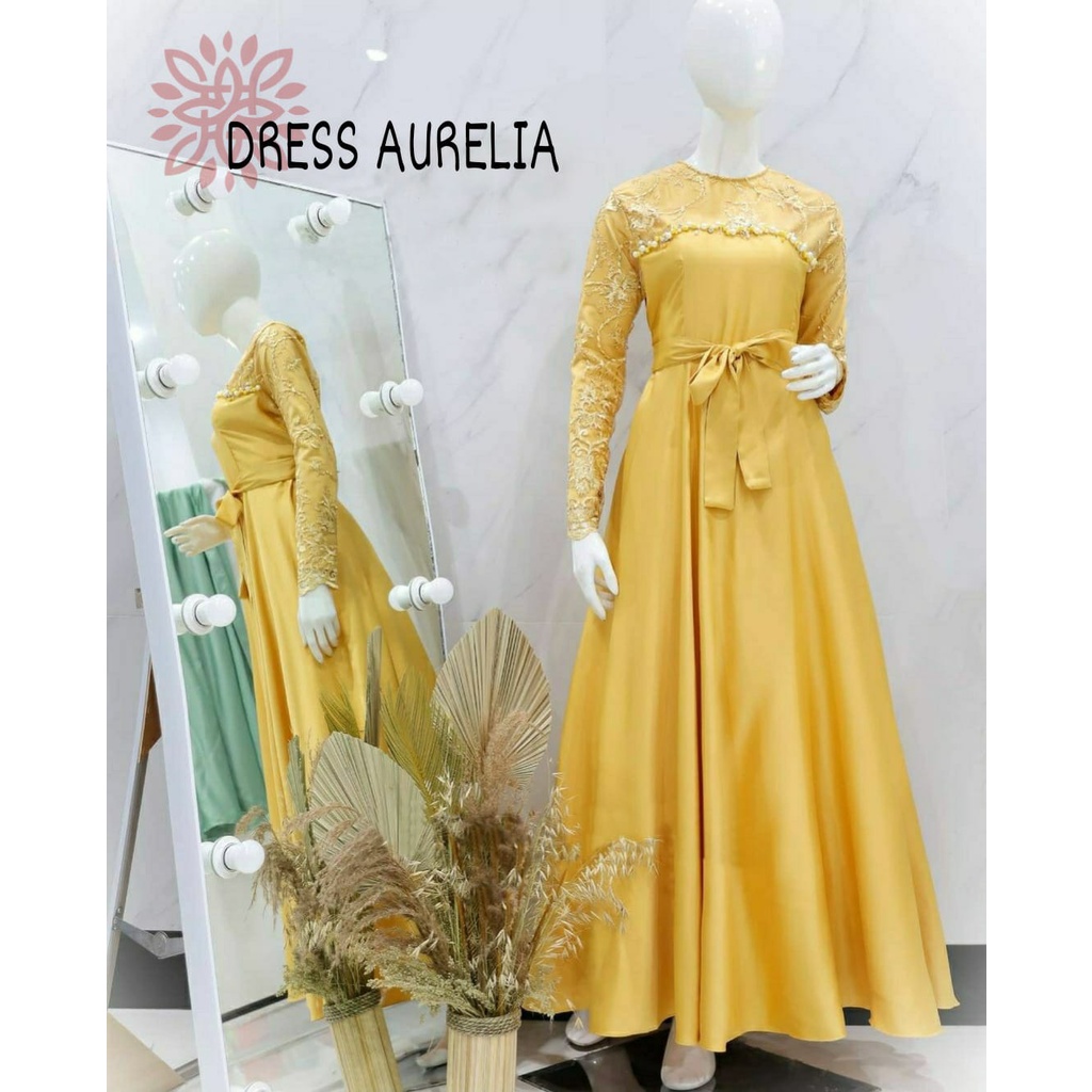 DRESS AURELIA BRUKAT / GAMIS KONDANGAN / DRESS KONDANGAN / DRESS MUSLIM WANITA / DRESS BRUKAT MUSLIM