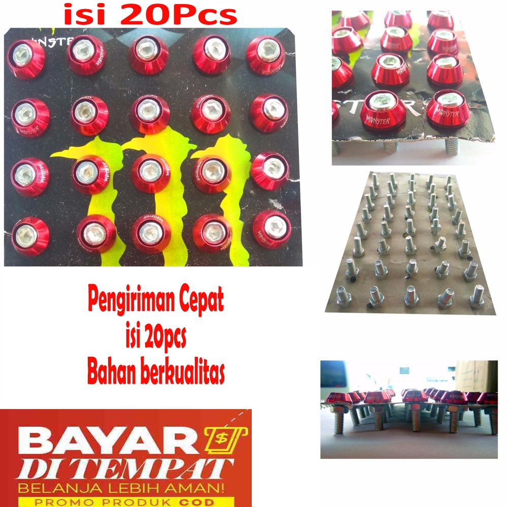 Baut L + Ring Monel Variasi / Baut Monel L CNC /drat 10 baut plat nomor plus mur baut tameng knalpot