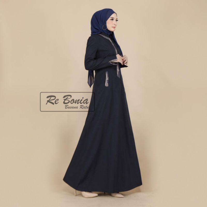 Gamis re bonia/ gamis kerja/ dongker / navy