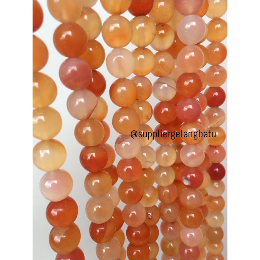 Carnelian Putih Orange Natural Stone Batu Perhiasan Fashion 12mm Akik Bacan Renteng Natural Akik