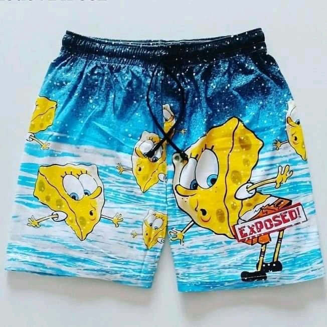 BEST SELLER 1 - BOXER PRIA WANITA| CELANA DALAM PENDEK KOLOR BOXSER PANTAI BAHAN KATUN BOKSER DISTRO SURFING PREMIUM PANTAI SANTAI RENANG COWOK PRIA WANITA CEWEK LAKI LAKI COWO PEREMPUAN REMAJA DEWASA-Spongebob Biru