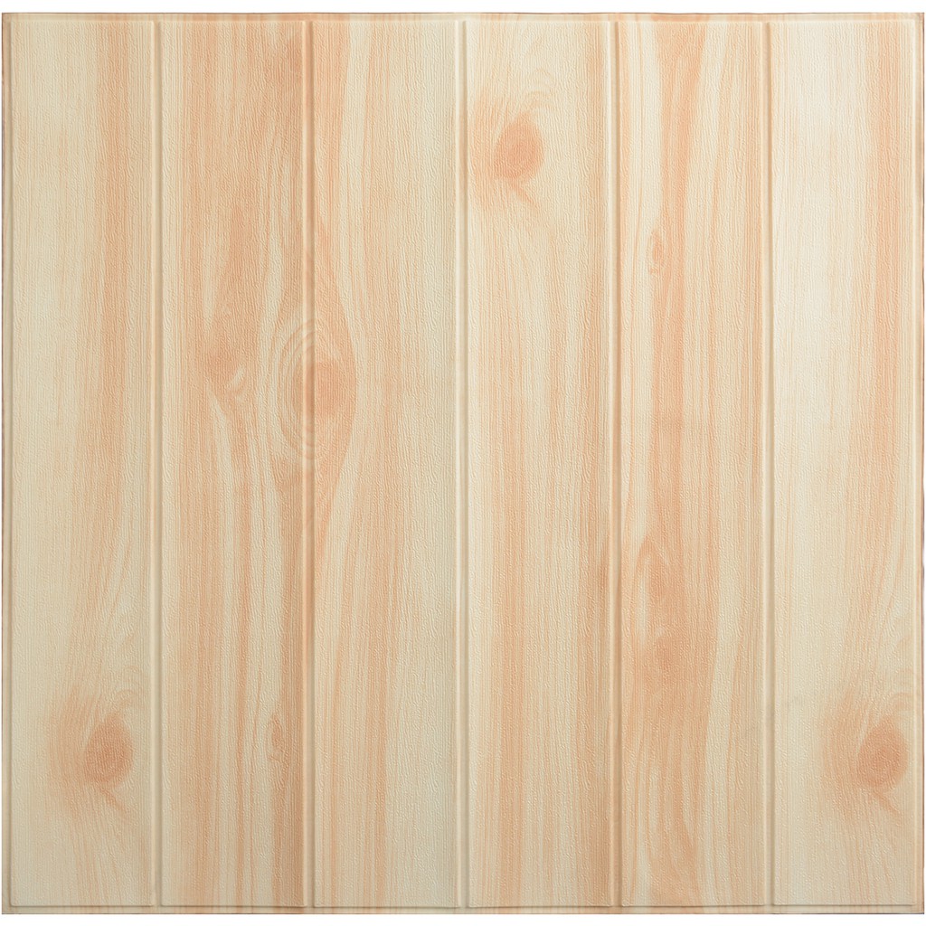[COD] Wallpaper Dinding 3D Motif Kayu Wood Foam 70*70cm Dekorasi Kamar High Quality Walpaper-CREAM