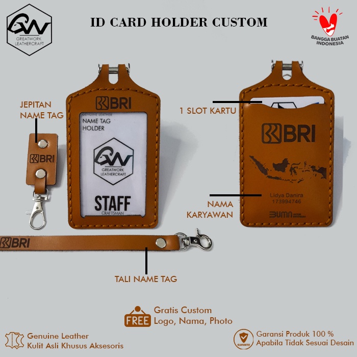 

Name Tag Kulit / ID Card Holder Kulit