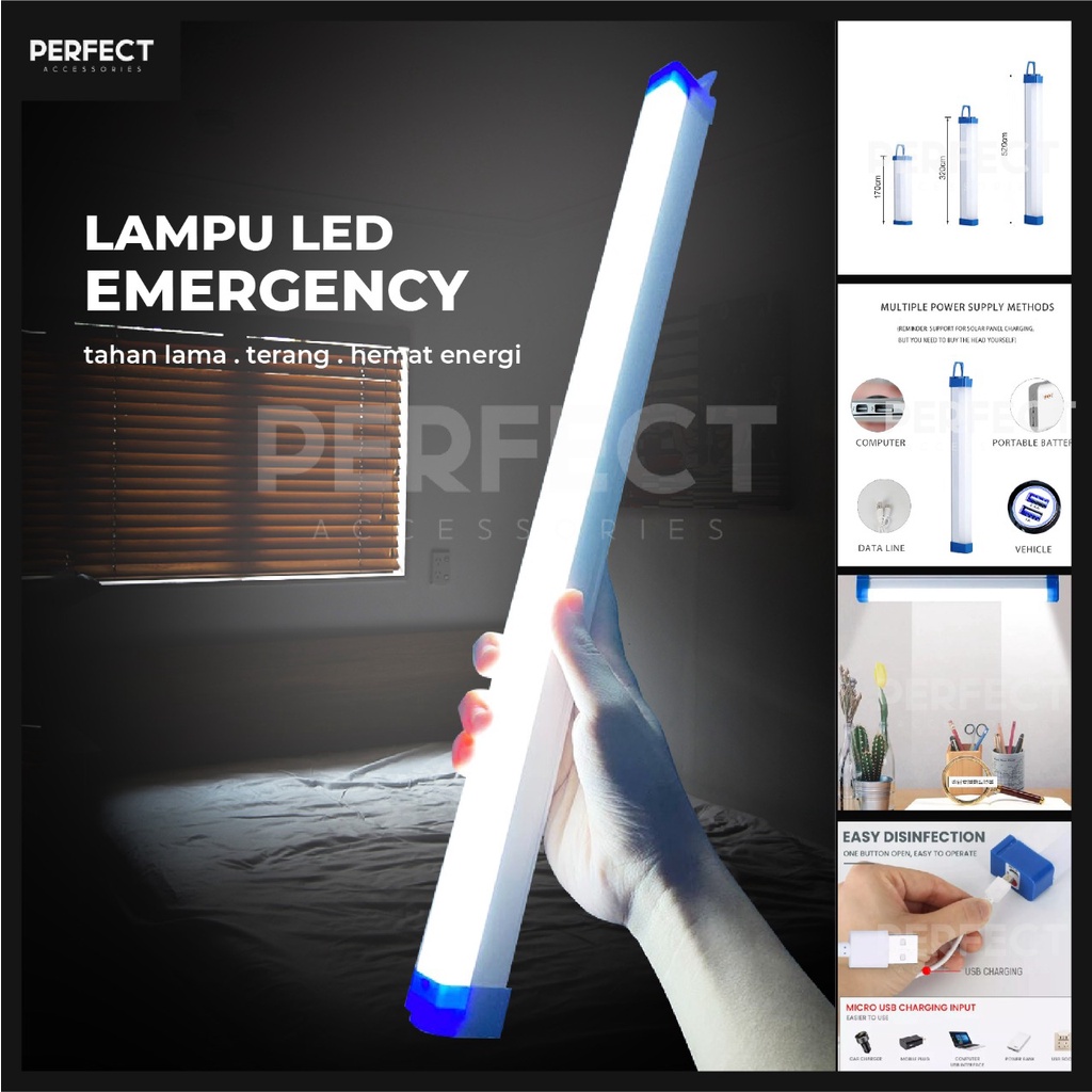 LED Lampu Neon Panjang USB Bohlam Outdoor T7 Bolam Emergency Untuk kemping Penerangan Belajar di Rua