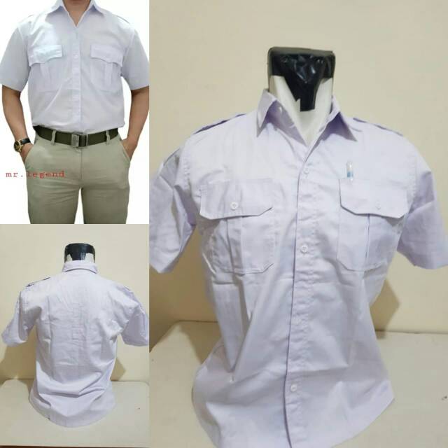 KEMEJA PDL PDH POLOS LENGAN PENDEK / BIRU - PUTUH -HITAM