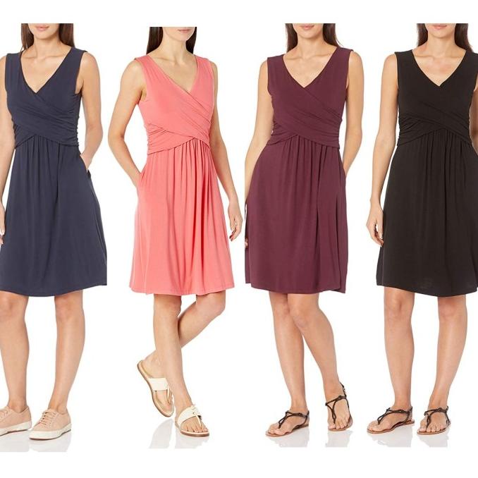 DRESS MINI MINI DRESS AMAZON ESSENTIAL ORIGINAL SLEEVELESS CROSSOVER DRESS WANITA