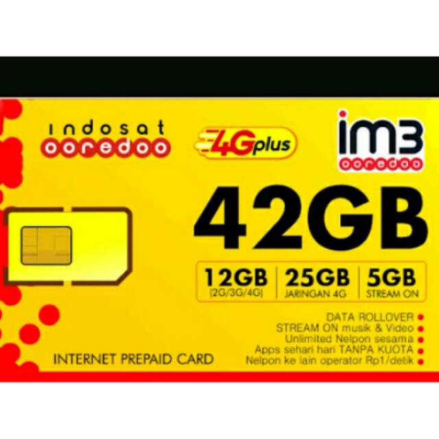 INDOSAT 4G KUOTA 42 GB / 150 HARI / 24 JAM, KARTU PERDANA INTERNET
