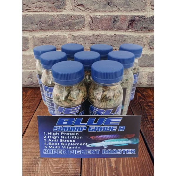 Udang kering grade A++ super blue booster pakan ikan channa, louhan, oscar, siklid, koi