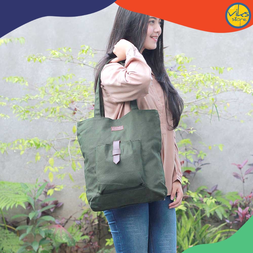 Tas Wanita Totebag Totemi Premium Simple Bahan Kanvas TotBag Tote Bag