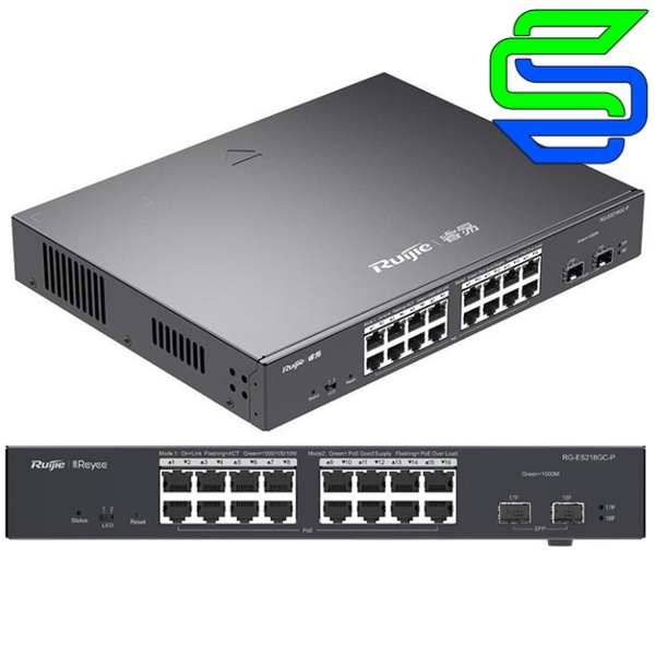 Ruijie RG-ES218GC-P 18 Port Gigabit Smart POE+ Switch 240W