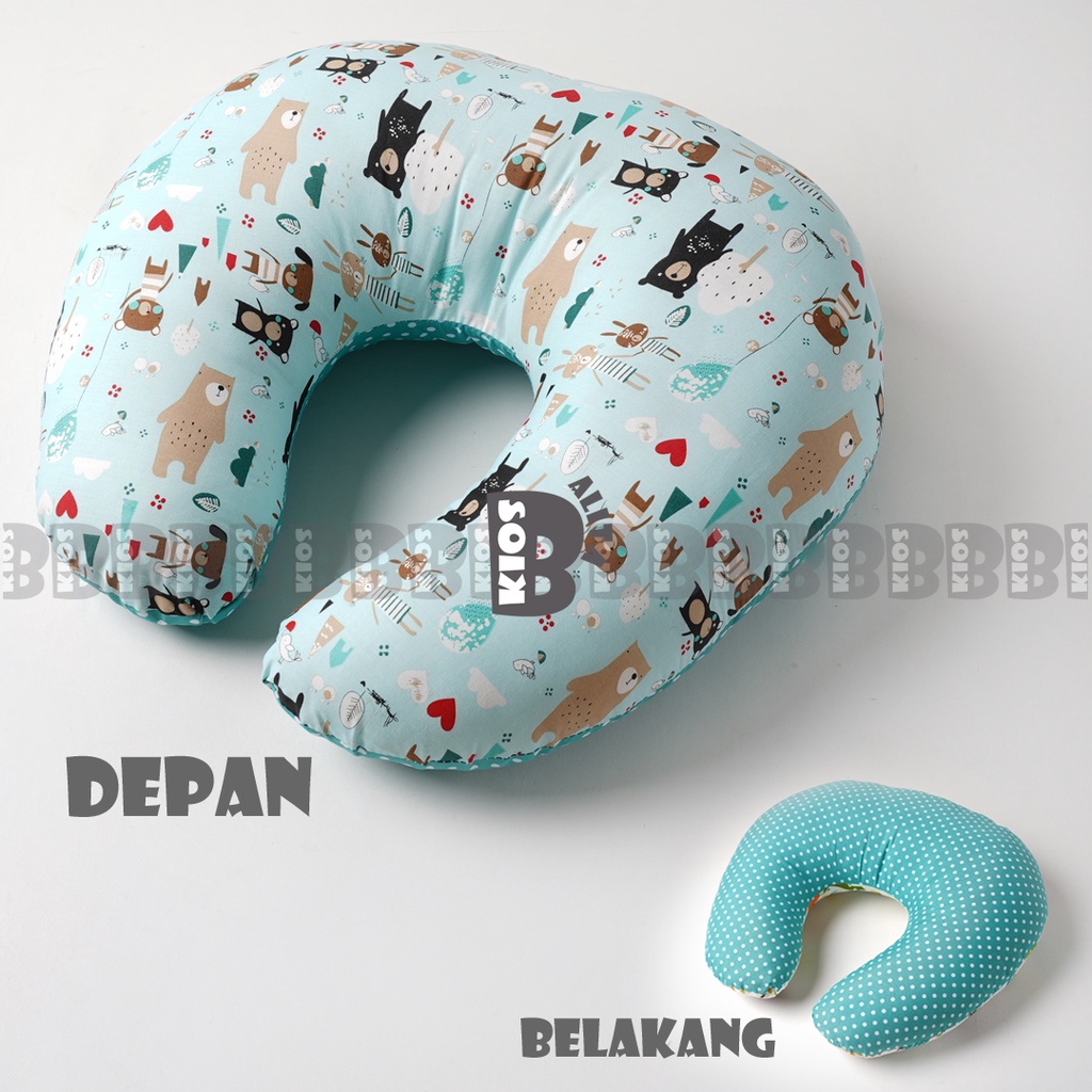 paket bantal menyusui dan apron cover menyusui / Bantal Menyusui - Nursing Pillow - Bantal alas menyusui-blue panda