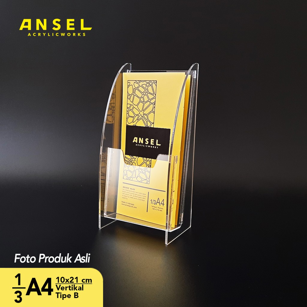 

ANSEL Tempat Brosur Akrilik / Acrylic Flyer Holder - 1/3 A4 - Tipe B Bening