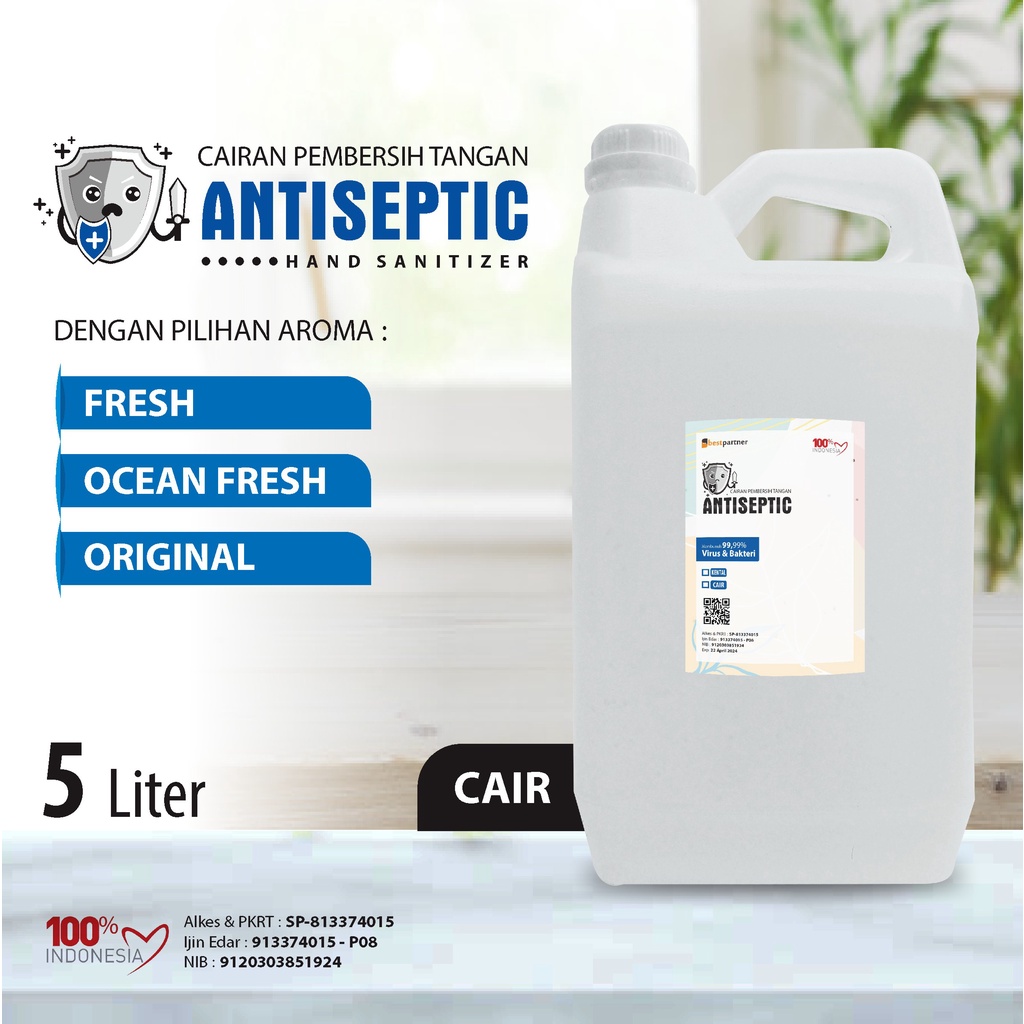 Hand Sanitizer  Antiseptic Cair Putihan  Macam Variasi Aroma Segar Kemasan 5 Liter Jerigen