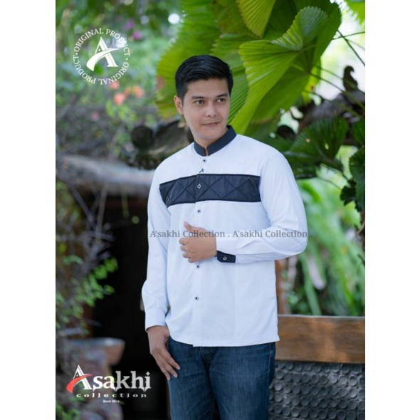 Baju koko putih lengan panjang muslim koko hadroh gus azmi koko hadroh syubbanul