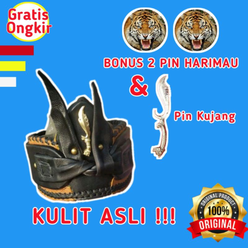 IKET KEPALA BLANGKON SUNDA KUJANG SILIWANGI KULIT ASLI BISA CUSTOM LOGO
