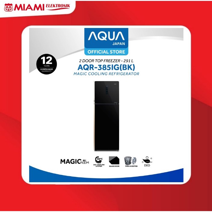 AQUA JAPAN AQR-385IG(BK) Kulkas 2 Pintu