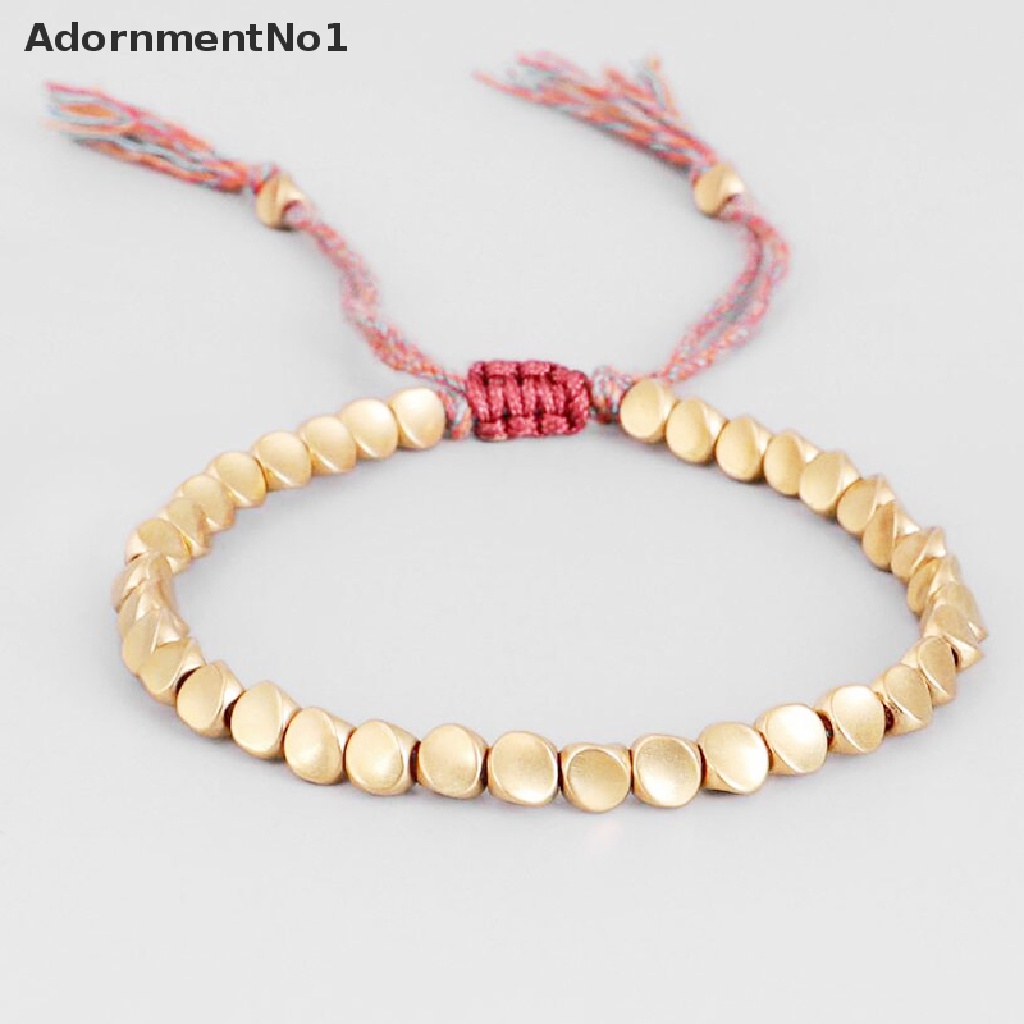 (AdornmentNo1) Gelang Tangan Tali Kepang Gaya Tibet Aksen Manik-Manik Tembaga Untuk Unisex / Pria / Wanita