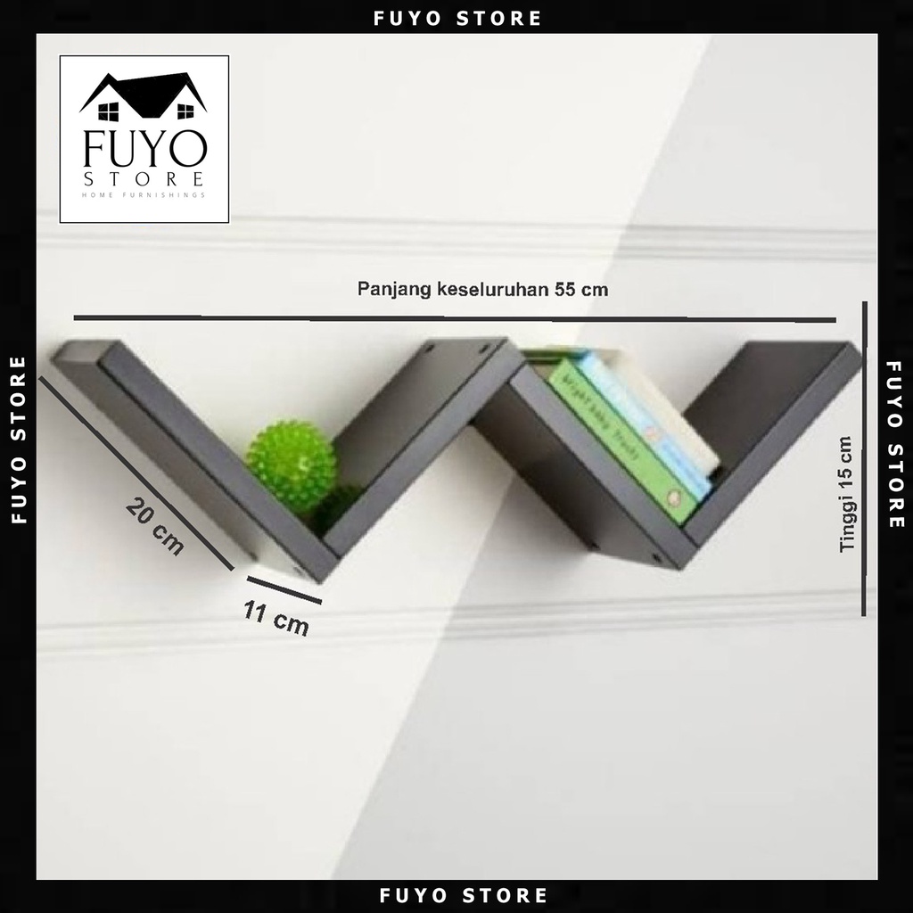 FYSRW - Rak Dinding Minimalis | Rak Bentuk W | Rak Buku Dinding | Rak gantung | Rak Buku Gantung
