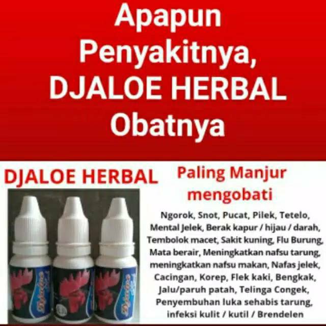 DJALOE HERB HERBAL Satu Obat Untuk Semua Keluhan Penyakit Ayam Merpati Burung Bebek Unggas 15ml DJAL